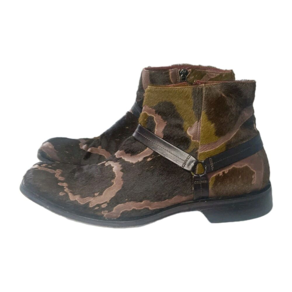 MARCO DELLI - Men's Brown Distressed Leather Boots  Hair On- Size 44 / USA 11